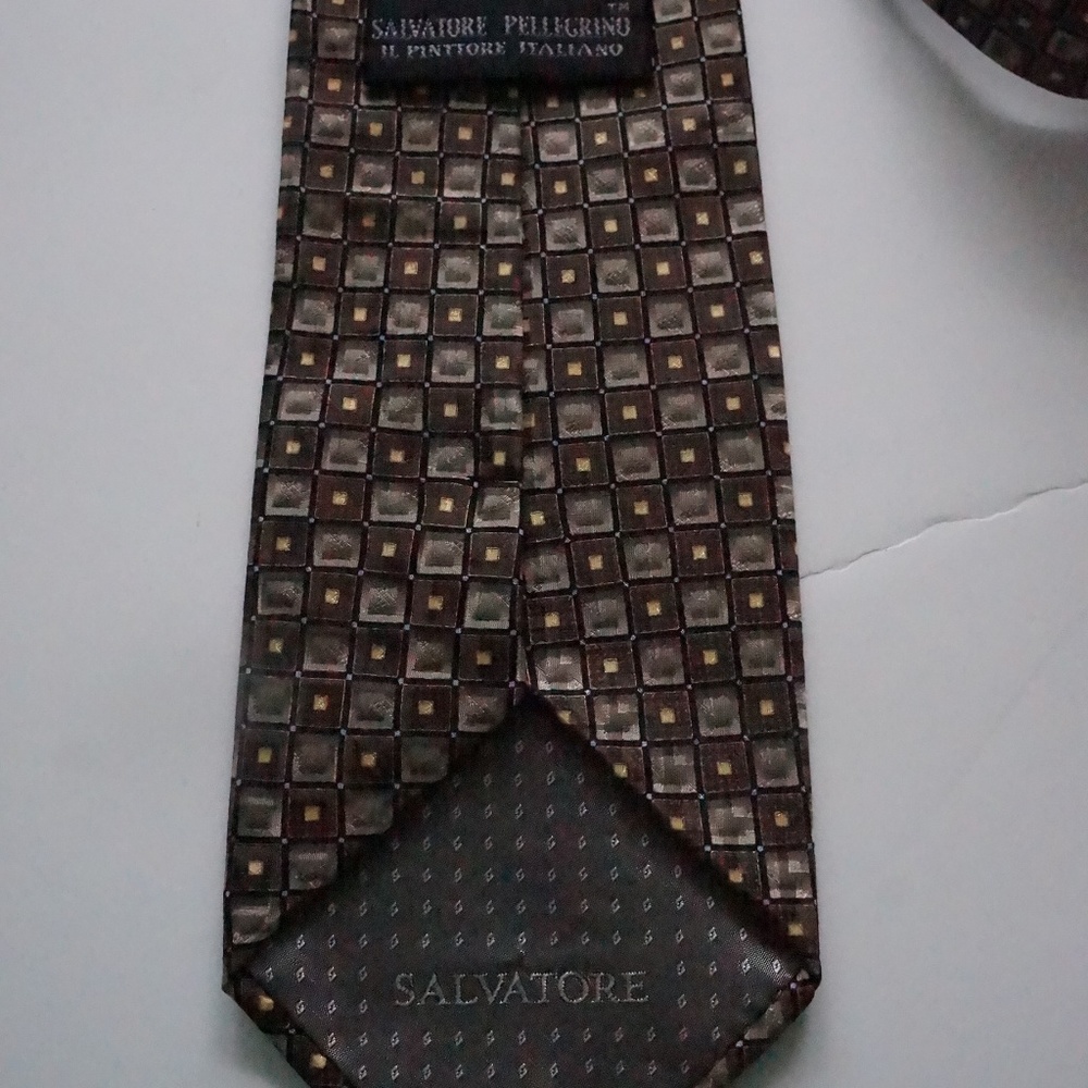 Salvatore Pellegrino Brown Gray Men Tie - Picture 2 of 3